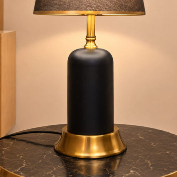 Brass & Black Capsule Style Table Lamp Pair
