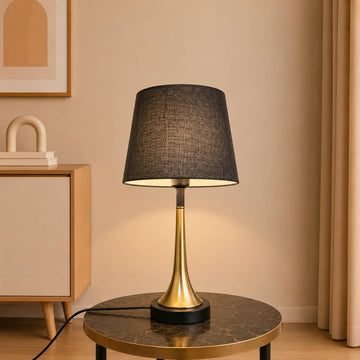 Brass vase style metallic table lamp pair