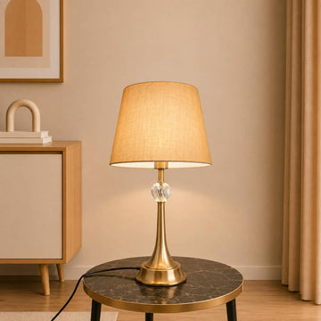 Brass & Crystal Orb Accent Table Lamp pair