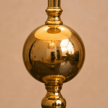 Metallic Center Ball Champion Material Glossy Look Table Lamp Pair