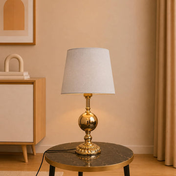 Metallic Center Ball Champion Material Glossy Look Table Lamp Pair