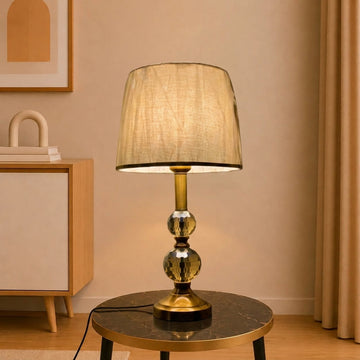 Crystal Balls Brass Table Lamp Pair