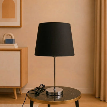 Modern Minimalist Black and Chrome Accent Table Lamp