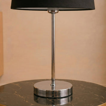Modern Minimalist Black and Chrome Accent Table Lamp