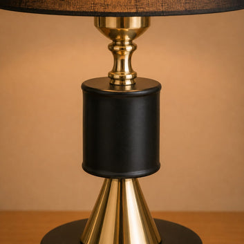 Contemporary Black and Gold Bedside Table Lamp Pair