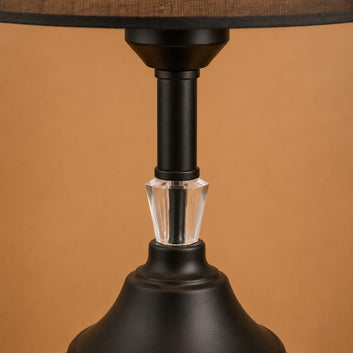 Crystal-Accented Matte Black Bedside Table Lamp Pair