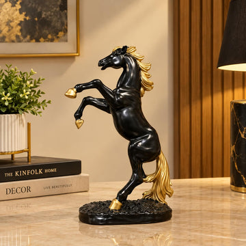 Royal Black & Gold Horse Statue
