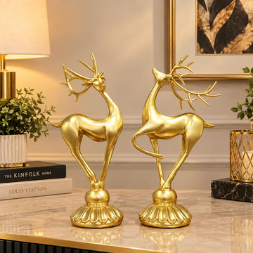 Elegant Golden Reindeer Showpiece Pair