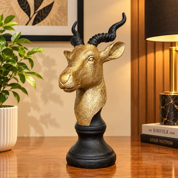 Golden & Black Antelope Bust Showpiece