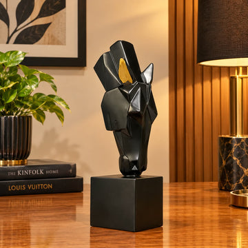 Abstract Geometric Black Horse Head Showpiece