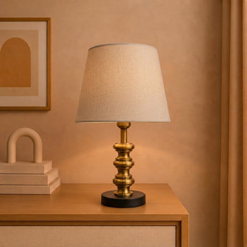 Vintage Brass & Black Accent Table Lamp Pair